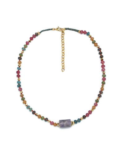 Collier Arcadia mix Améthyste & pierres naturelles
