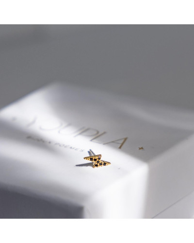 Puce d'oreille Eclair et Strass noir