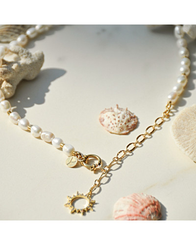 Collier  Juliette en perles d'eau douce 3 charm's (grosses perles).