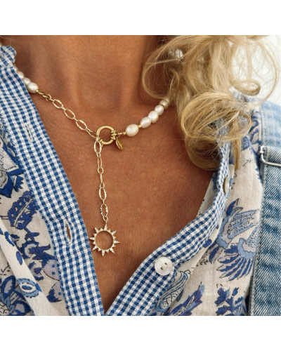 Collier  Juliette en perles d'eau douce 3 charm's (grosses perles).