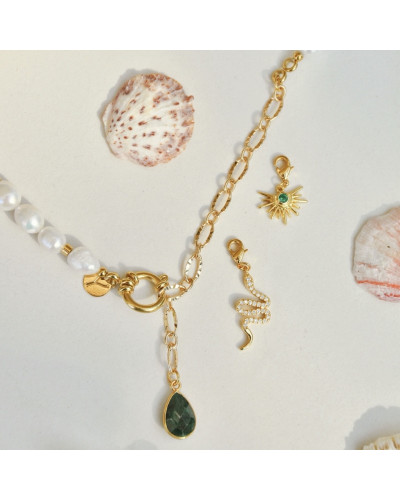 Collier  Juliette en perles d'eau douce 3 charm's (grosses perles).