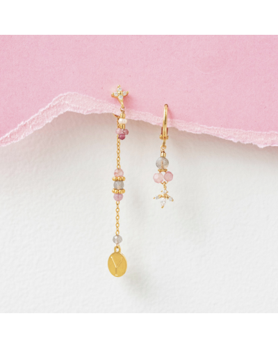 Boucles  Althéa rose/gris