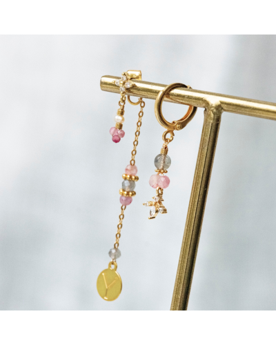 Boucles  Althéa rose/gris