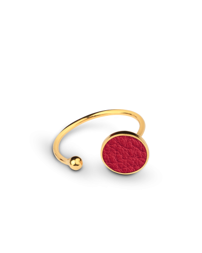 Bague JOY avec cuir rouge