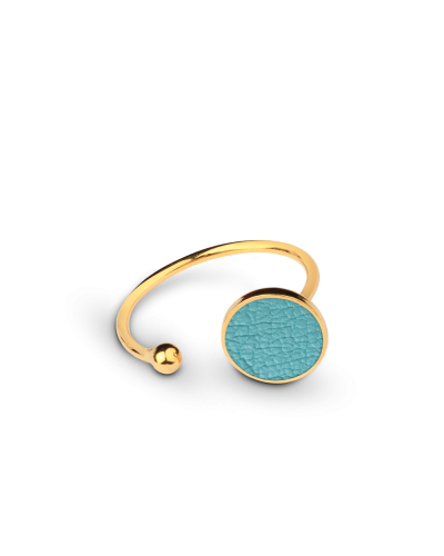 Bague JOY avec cuir bleu ciel