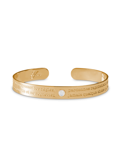 Bracelet Talisman dorée avec pierre naturelle "La vie est courte. Transgressez..."