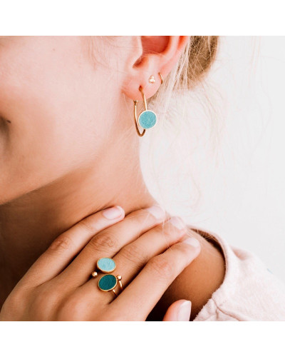 Boucles d'oreille JOY créoles pailletées turquoises