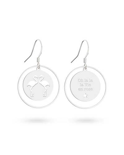 Boucles d'oreille Empreinte Flamants roses "Oh la la la Vie en rose"