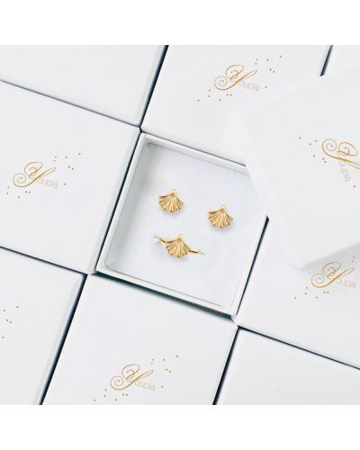 Coffret bague et puces d'oreille ginkgo biloba "La Cinquième Saison"