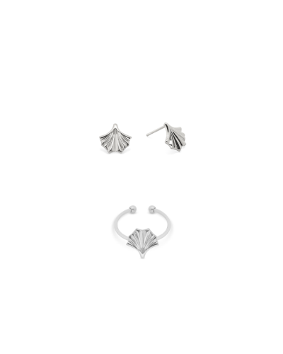 Coffret bague et puces d'oreille ginkgo biloba "La Cinquième Saison"