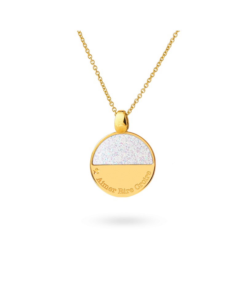 Collier Moonlight doré pailleté "Aimer, Rire, Croire"