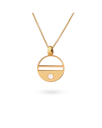 Collier Talisman "Médaille" doré avec pierre naturelle