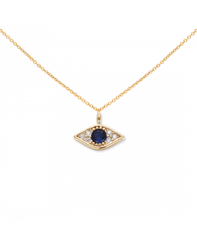 Collier Oeil et strass bleu Doré