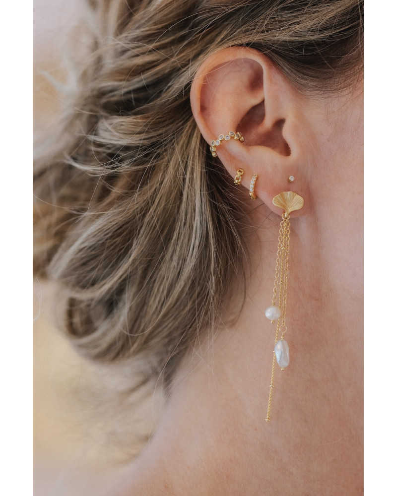 Boucles asymétriques Gingko perles d'eau douce