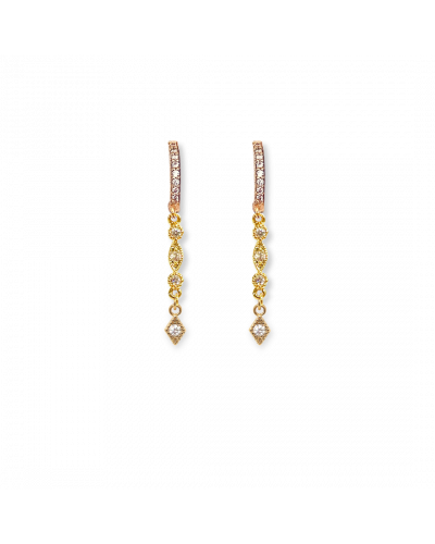 copy of Duo de créoles lune et rose des vents strass