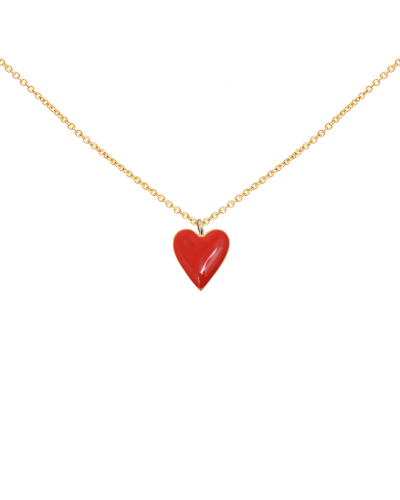 Collier petit coeur émail rouge