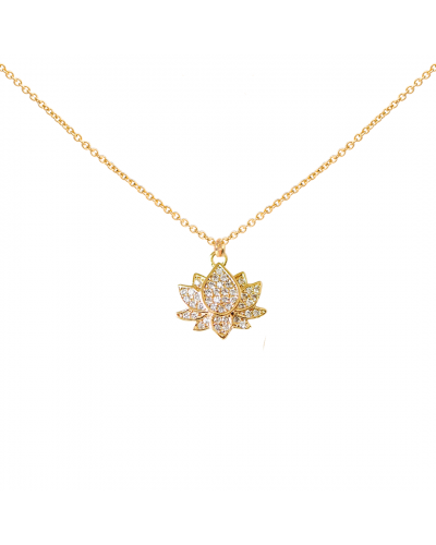 Collier Fleur de Lotus Strass Doré