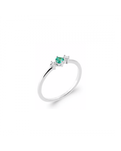 Bague strass vert en rhodium