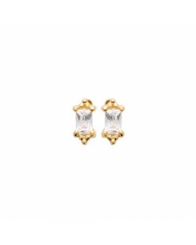 Puce d'oreille strass petit rectangle