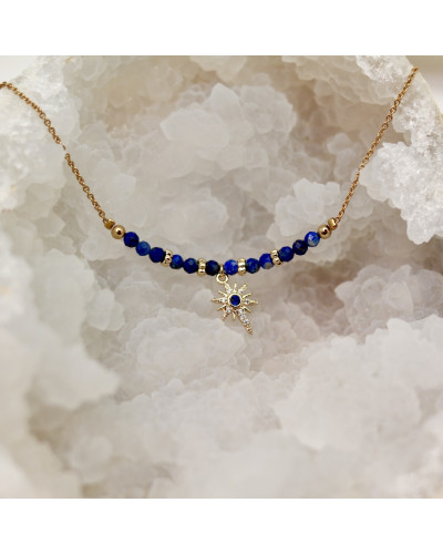 Collier en Lapis Lazuli et rose des vents