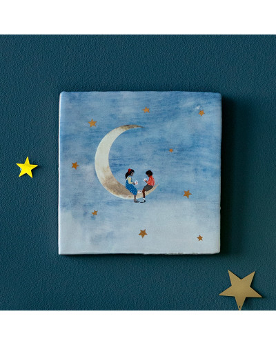 Carreau en céramique Little friends on the moon *Storytiles*