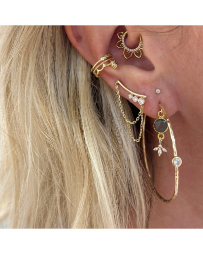 Boucle d'oreille 2 chainettes strass