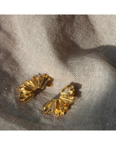 copy of Puce demi-fleur strass vert et blanc