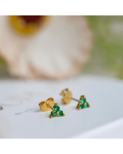 copy of Puce demi-fleur strass vert et blanc